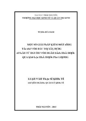 Luận văn một số giải pháp kiểm soát công tác chi vốn đầu tư xây dựng cơ bản từ nguồn vốn ngân sách nhà nước qua kho bạc nhà nước phú lương