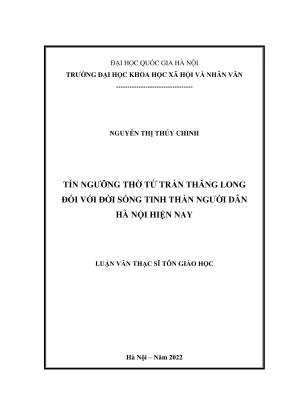 Luận văn thạc sĩ tôn giáo học tín ngưỡng thờ tứ trấn thăng long đối với đời sống tinh thần người dân hà nội hiện nay