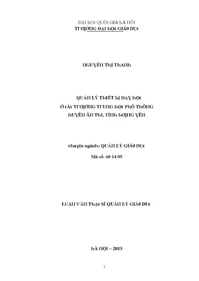 Luận văn quản lý thiết bị dạy học ở các trường trung học phổ thông huyện ân thi tỉnh hưng yên