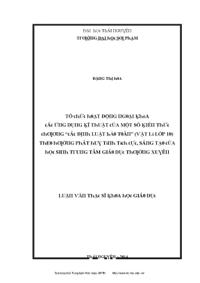 Luận văn tổ chức hoạt động ngoại khóa các ứng dụng kỹ thuật của một số kiến thức chương