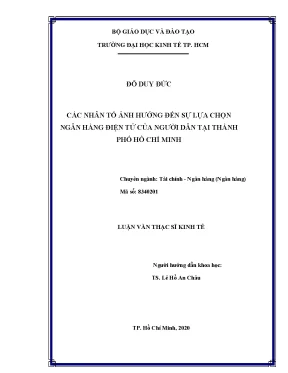 Luận văn các nhân tố ảnh hưởng đến sự lựa chọn ngân hàng điện tử của người dân tại thành phố hồ chí minh
