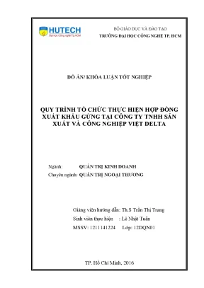 Luận văn quy trình tổ chức thực hiện hợp đồng xuất khẩu gừng tại công ty tnhh sản xuất và công nghiệp việt delta
