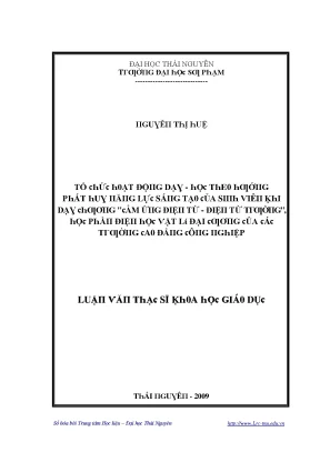 Luận văn tổ chức hoạt động dạy học theo hướng phát huy năng lực sáng tạo của sinh viên khi dạy chương trình