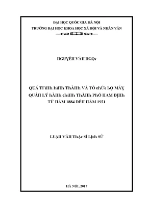 Luận văn quá trình hình thành và tổ chức bộ máy quản lý hành chính thành phố nam định từ năm 1884 đến năm 1921