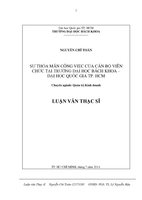 Luận văn thạc sĩ quản trị kinh doanh sự thỏa mãn công việc của cán bộ viên chức tại trường đại học bách khoa đại học quốc gia tp hcm