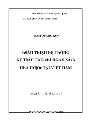 Luận văn hoàn thiện hệ thống kế toán thu chi ngân sách nhà nước tại việt nam