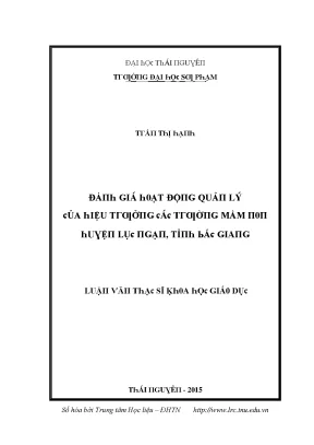 Luận văn đánh giá hoạt động quản lý của hiệu trưởng các trường mầm non huyện lục ngạn tỉnh bắc giang