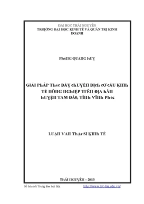 Luận văn giải pháp thúc đẩy chuyển dịch cơ cấu kinh tế nông nghiệp trên địa bàn huyện tam đảo tỉnh vĩnh phúc