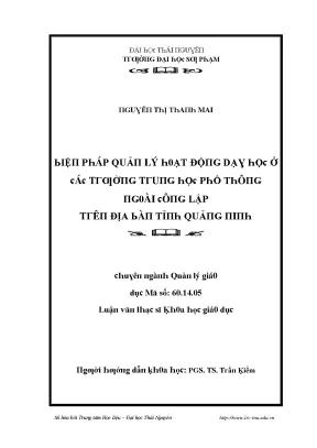 Luận văn biện pháp quản lý hoạt động dạy học ở trường trung học phổ thông ngoài công lập trên địa bàn tỉnh quảng ninh
