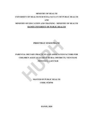 Parental dietary practices and asscoiated factors for children aged 3 5 years in rural districts vientiane povince lao pdr