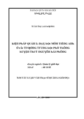 Luận văn biện pháp quản lý dạy học tiếng anh tại các trường thpt huyện thủy nguyên hải phòng