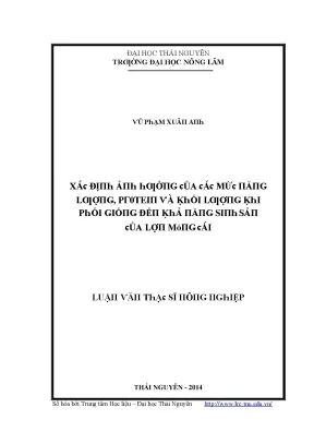 Luận văn xác định ảnh hưởng của các mức năng lượng protein và khối lượng khi phối giống đến khả năng sinh sản của lợn móng cái