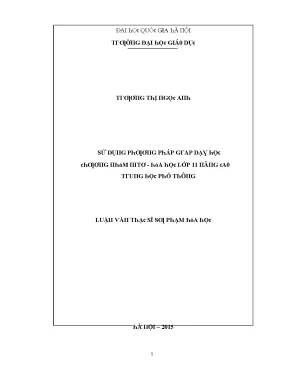 Luận văn sử dụng phương pháp grap dạy học chương nhóm nitơ hóa học lớp 11 nâng cao trung học phổ thông
