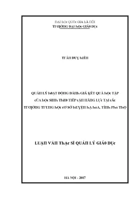 Luận văn quản lý hoạt động đánh giá kết quả học tập của học sinh theo tiếp cận năng lực tại các trường thcs huyện hạ hòa tỉnh phú thọ