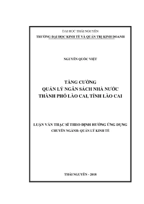 Luận văn thạc sĩ tăng cường quản lý ngân sách nhà nước thành phố lào cai tỉnh lào cai