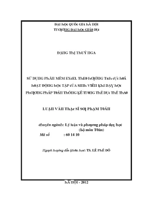 Luận văn sử dụng phần mềm excel theo hướng tích cực hóa hoạt động học tập của sinh viên khi dạy học phương pháp toán thống kê trong thể dục thể thao