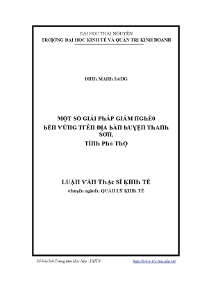 Luận văn một số giải pháp giảm nghèo bền vững trên địa bàn huyện thanh sơn tỉnh phú thọ
