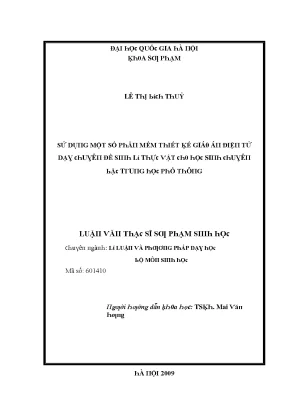Luận văn sử dụng một số phần mềm thiết kế giáo án điện tử dạy chuyên đề sinh lí thực vật cho học sinh chuyên sinh bậc trung học phổ thông