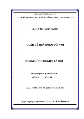 Luận văn quản lý nhà nước đối với các khu công nghiệp hà nội