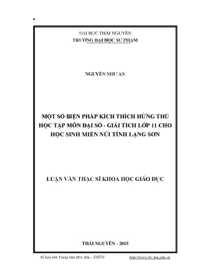 Luận văn một số biện pháp kích thích hứng thú học tập môn đại số giải tích lớp 11 cho học sinh miền núi tỉnh lạng sơn