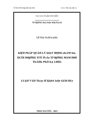 Luận văn biện pháp quản lý hoạt động chăm sóc nuôi dưỡng trẻ ở các trường mầm non thành phố hạ long