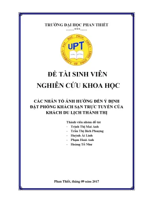 Các nhân tố ảnh hưởng đến ý định đặt phòng ks trực tuyến của khách hàng thành thi