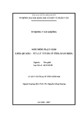 Luận văn sơn môn phật giáo linh quang trà lũ trung ở tỉnh nam định