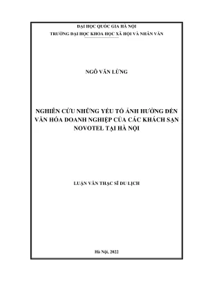 Luận văn thạc sĩ du lịch nghiên cứu những yếu tố ảnh hưởng đến văn hóa doanh nghiệp của các khách sạn novotel tại hà nội