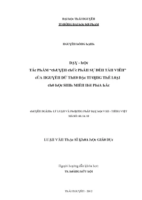Luận văn dạy học tác phẩm chuyện chức phán sự đền tản viên của nguyễn dữ theo đặc trưng thể loại cho học sinh miền núi phía bắc