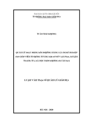 Luận văn quản lý hoạt động bồi dưỡng năng lực nghề nghiệp cho giáo viên trường trung học cơ sở vạn phúc huyện thanh trì hà nội theo hướng chuẩn hóa