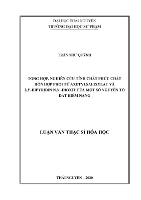 Luận văn tổng hợp nghiên cứu tính chất phức chất hỗn hợp phối tử axetylsalixylat và 2 2 dipyridin n n dioxit của một số nguyên tố đất hiếm nặng
