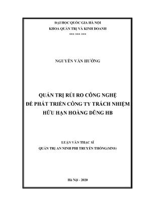 Luận văn quản trị rủi ro công nghệ để phát triển công ty trách nhiệm hữu hạn hoàng dũng hb