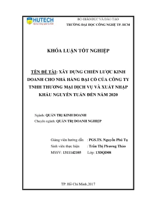Luận văn xây dựng chiến lược kinh doanh cho nhà hàng đại cồ của công ty tnhh thương mại dịch vụ và xuất nhập khẩu nguyễn tuấn đến năm 2020