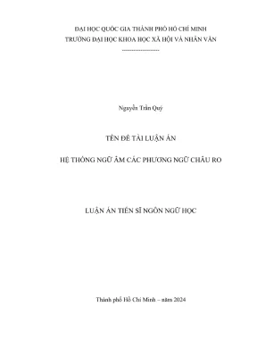 Luận án tiến sĩ ngôn ngữ học hệ thống ngữ âm các phương ngữ châu ro