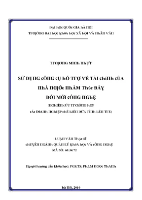 Luận văn sử dụng công cụ hỗ trợ về tài chính của nhà nước nhằm thúc đẩy đổi mới công nghệ nghiên cứu trường hợp các doanh nghiệp chế biến dừa tỉnh bến tre