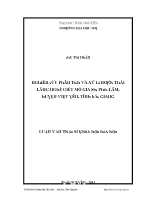 Luận văn nghiên cứu phân tích và xử lý nước thải làng nghề giết mổ gia súc phúc lâm huyện việt yên tỉnh bắc giang