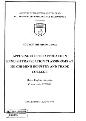 Luận văn applying flipped approach in an english vietnamese translation classroom at ho chi minh city industry and trade college