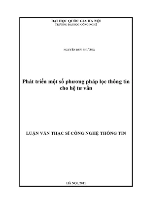 Luận án tiến sĩ phát triển một số phương pháp lọc thông tin cho hệ tư vấn