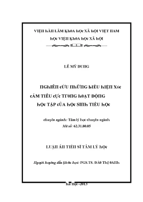 Luận văn nghiên cứu những biểu hiện xúc cảm tiêu cực trong hoạt động học tập của học sinh tiểu học