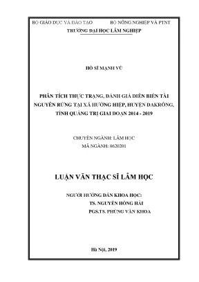 Luận văn phân tích thực trạng đánh giá diễn biến tài nguyên rừng tại xã hướng hiệp huyện đakrông tỉnh quảng trị giai đoạn 2014 2019