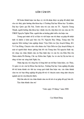Luận văn đánh giá hiện trạng thảm thực vật của khu bảo tồn thiên nhiên pù huống phát hiện nguyên nhân suy thoái và đề ra phương pháp bảo tồn
