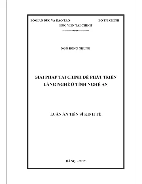 Luận án tiến sĩ kinh tế iải pháp tài chính để phát triển làng nghề ở tỉnh nghệ an