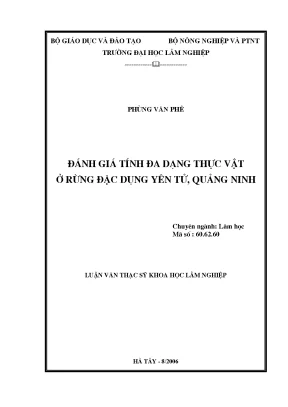 Luận văn đánh giá tính đa dạng thực vật ở rừng đặc dụng yên tử quảng ninh