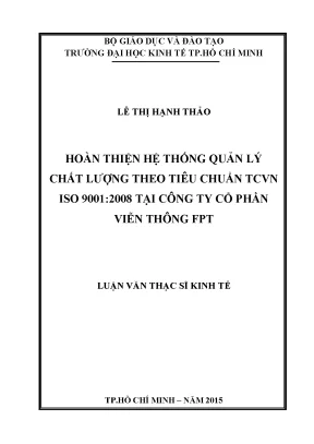 Luận văn hoàn thiện hệ thống quản lý chất lượng theo tiêu chuẩn tcvn iso 9001 2008 tại công ty cổ phần viễn thông fpt