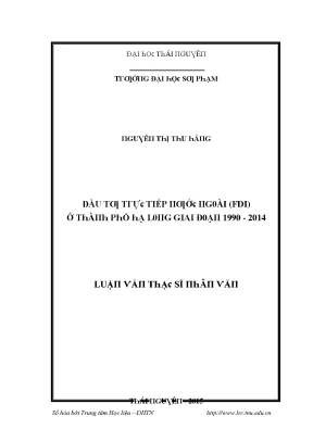 Luận văn đầu tư trực tiếp nước ngoài fdi ở thành phố hạ long giai đoạn 1990 2014