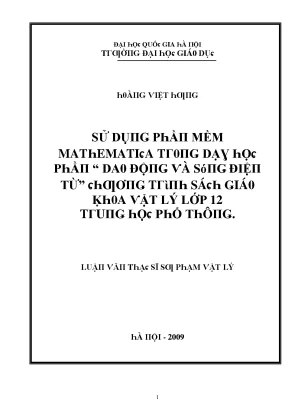 Luận văn sử dụng phần mềm mathematica trong dạy học phần dao động và sóng điện từ chương trình sách giáo khoa vật lí lớp 12 trung học phổ thông