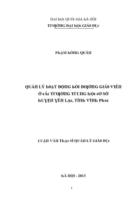 Luận văn quản lý hoạt động bồi dưỡng giáo viên ở các trường trung học cơ sở huyện yên lạc tỉnh vĩnh phúc