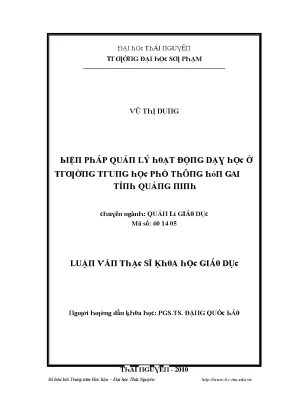 Luận văn biện pháp quản lý hoạt động dạy học ở trường trung học phổ thông hòn gai tỉnh quảng ninh