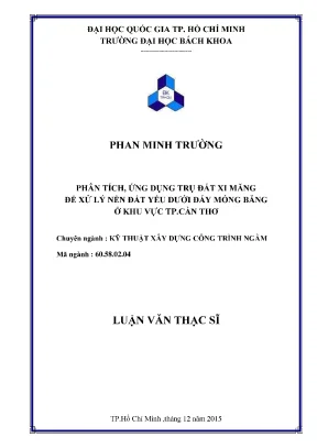 Luận văn thạc sĩ kỹ thuật xây dựng phân tích ứng dụng trụ đất xi măng để xử lý nền đất dưới đáy móng băng ở khu vực tp cần thơ