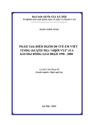 Luận văn phân tích diễn ngôn do trẻ em viết trong chuyên mục cười vui của báo nhi đồng giai đoạn 1998 2008